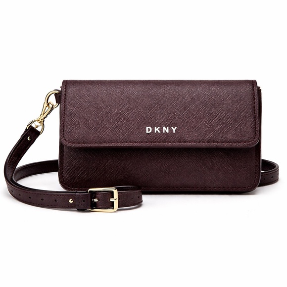 DKNY Belt Bag Waist Fanny Pack Wristlet Brown Faux Leather Logo NWT main image 5